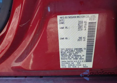 2015 Nissan Altima 2.5 Sv from USA, damaged, VIN 1N4AL3AP3FC412533